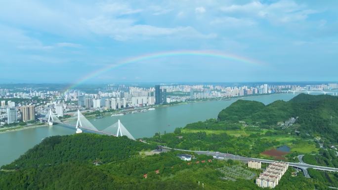 宜昌-城市大景-带彩虹（航拍）