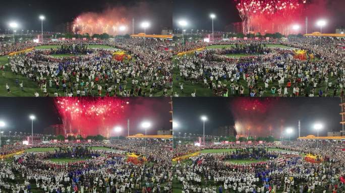 贵州村超足球比赛航拍大景烟花
