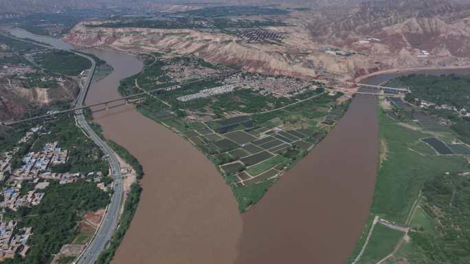 湟水河 生态治理 甘肃 航拍 高原 夏季