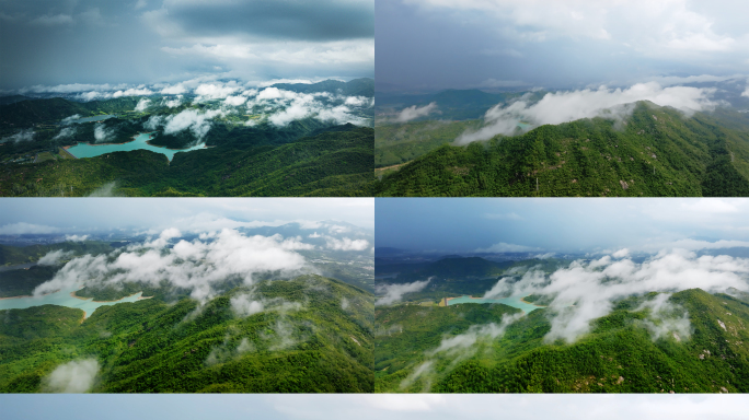 乡村振兴大山水库云雾缭绕