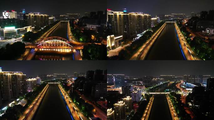 18元航拍【原创4K】宁波奉化江沿岸夜景