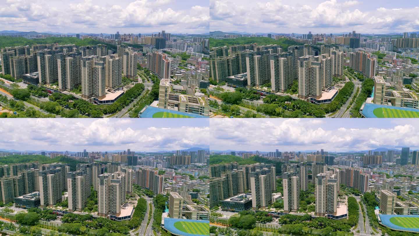 航拍深圳龙岗中心城，智慧城市，城市高楼