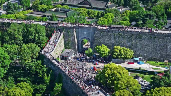 南京解放门 城墙航拍
