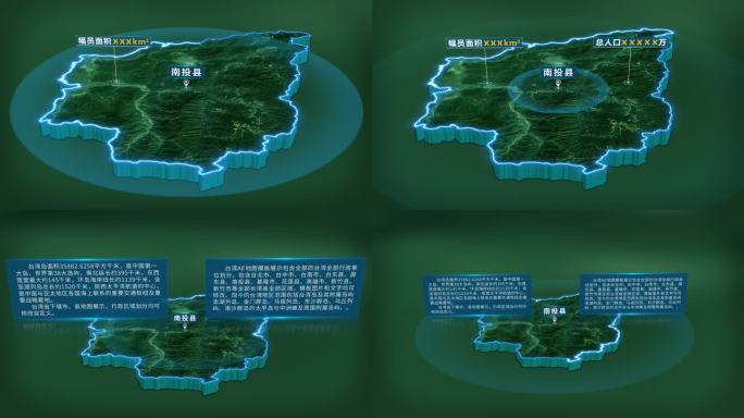 4K大气台湾省南投县面积人口区位信息展示