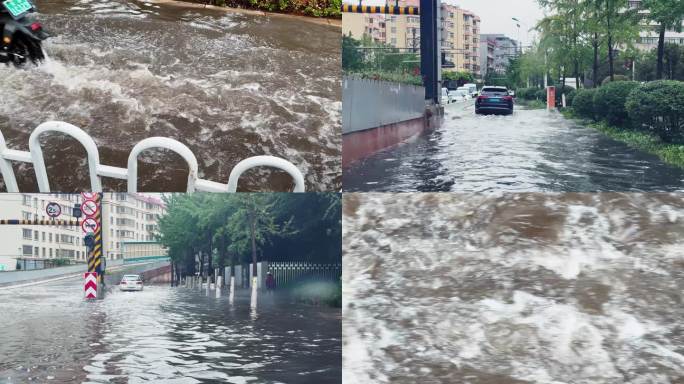 城市暴雨内涝 下水道堵塞