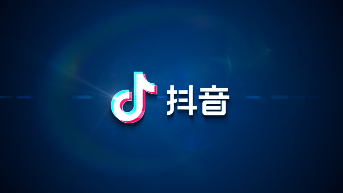 蓝色抖音国潮信号失真毛刺闪烁LOGO定版