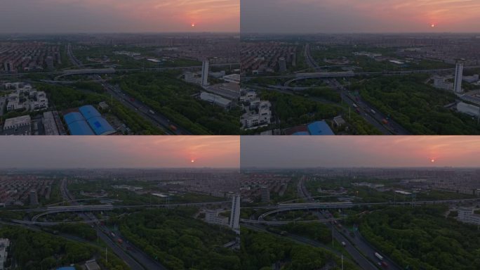 航拍上海北外环蕰川路立交桥
