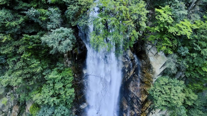 秦岭 瀑布 夏天 绿树 葱郁 凉爽 徒步