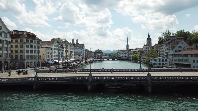 国外 瑞士 城市 景观航拍