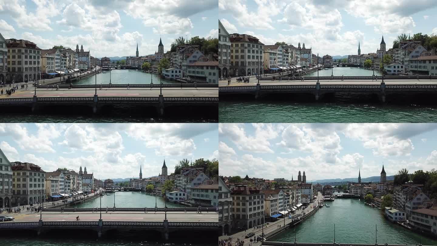 国外 瑞士 城市 景观航拍