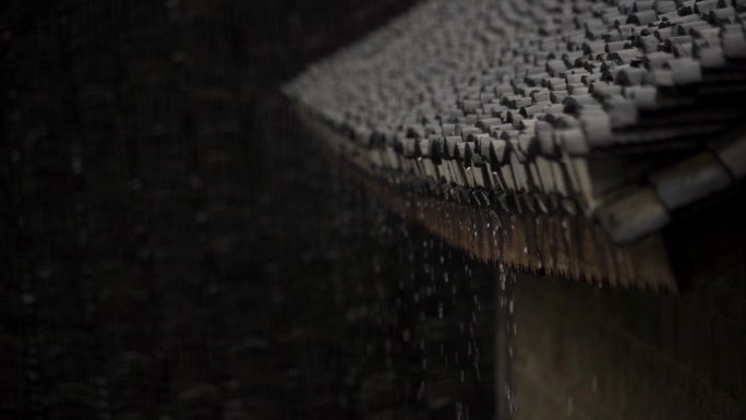 下雨屋檐雨滴瓦房春雨小雨春风古建筑意境风