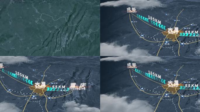 大足地图地理位置E3D动画大足交通区位