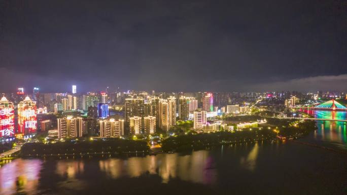 江西赣州城市夜景灯光航拍移动延时