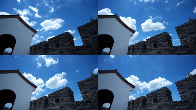 古城墙蓝天白云的延时摄影8
