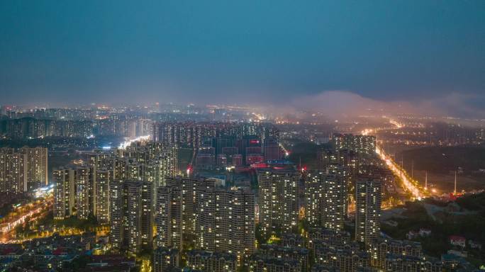 望城金山桥街道夜景延时