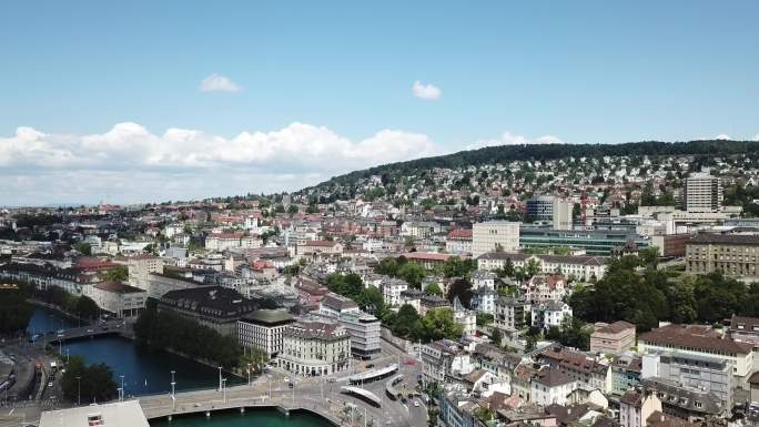 国外 瑞士 城市 景观 航拍