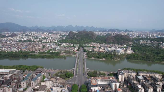广西桂林解放大桥七星山航拍
