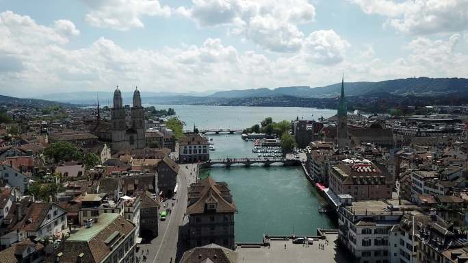 国外瑞士城市景观鸟瞰图