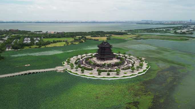 苏州重元寺水月观音美景航拍（阳澄湖）