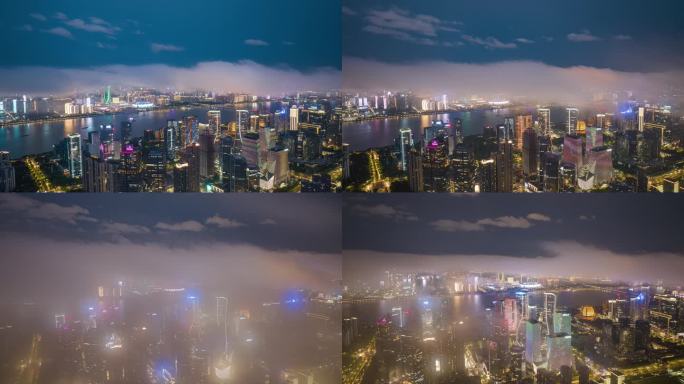 杭州钱江新城云海超清晰夜景