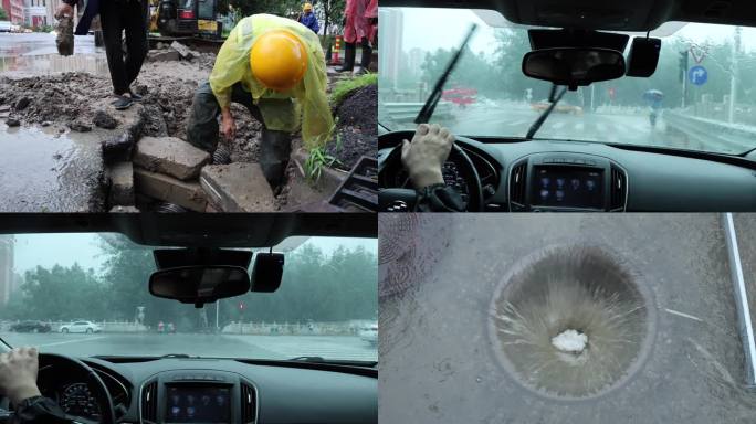 北京暴雨纪实拍摄路面积水