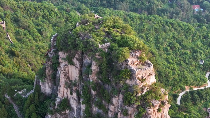 航拍山东淄博涌泉齐长城