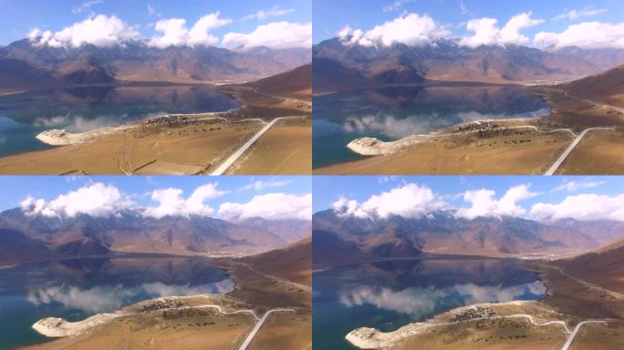 四川甘孜州冕宁县冶勒湖自然风光航拍