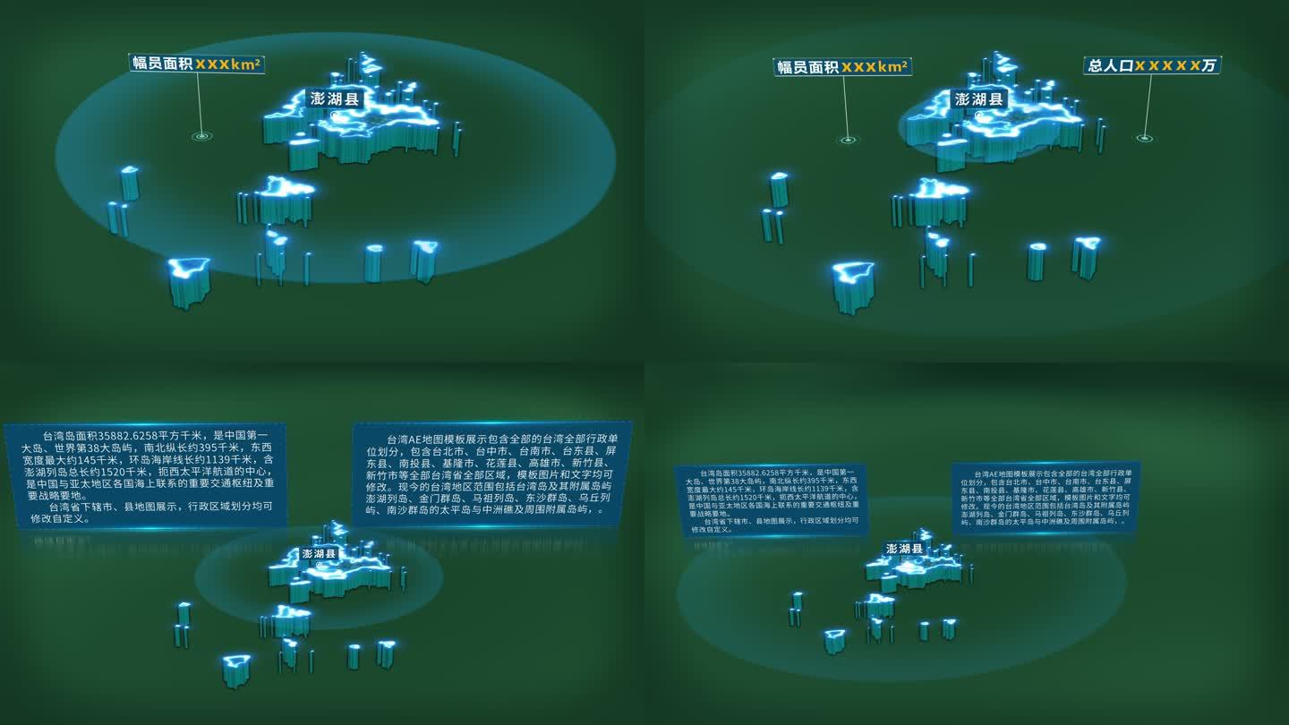4K大气台湾省澎湖县面积人口区位信息展示