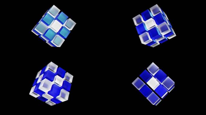 蓝白相间玻璃方块（含通道）