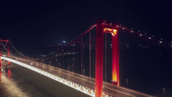 泸州航拍长江二桥夜景素材