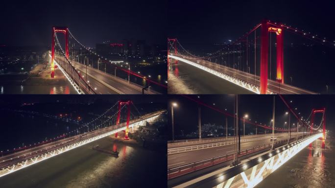泸州航拍长江二桥夜景素材