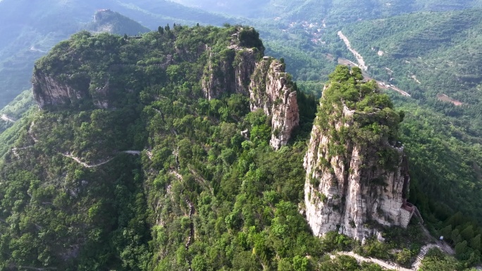 航拍山东淄博涌泉齐长城