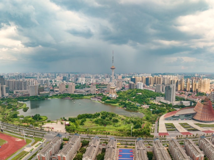 株洲城市航拍延时   暴雨来临的株洲