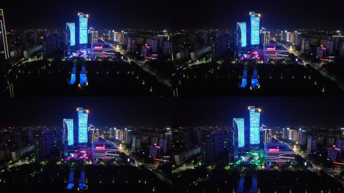 洛阳开元湖正大国际广场夜景航拍 (9)