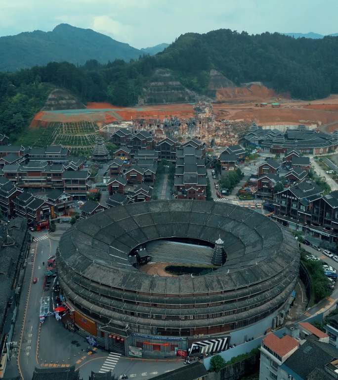 竖屏柳州三江县城建筑风光