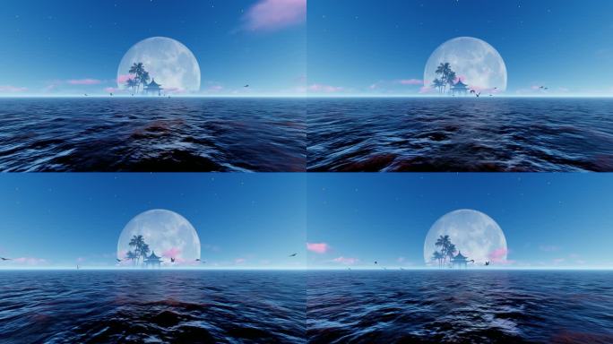 海上升明月 中秋背景视频