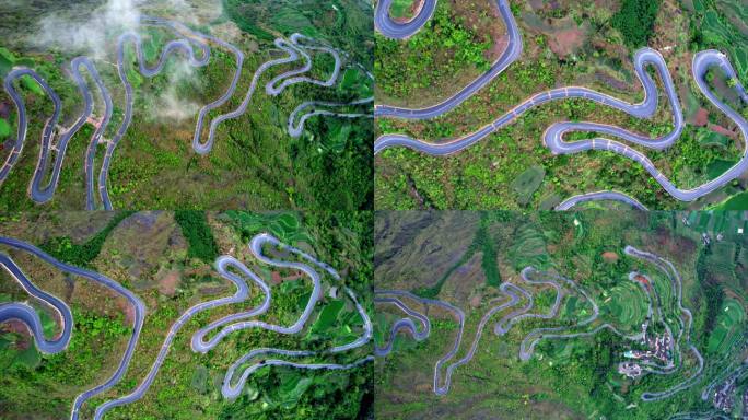 雨后盘山公路 弯曲道路