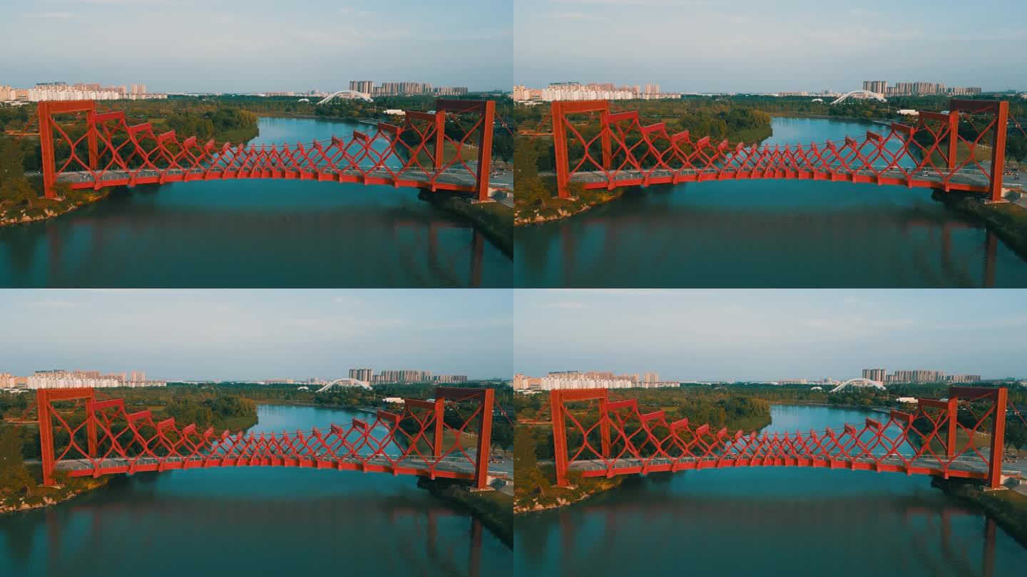 航拍4K大运河博物馆剪影桥