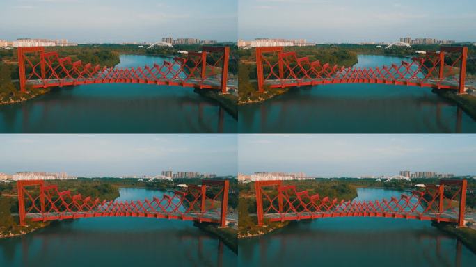 航拍4K大运河博物馆剪影桥