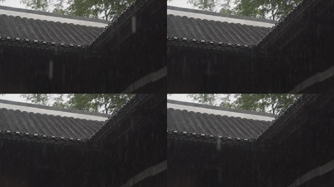 下雨屋檐雨滴瓦房春雨小雨春风古建筑意境风