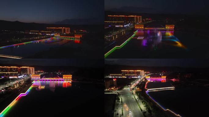4K和政夜景龙泉湖航拍