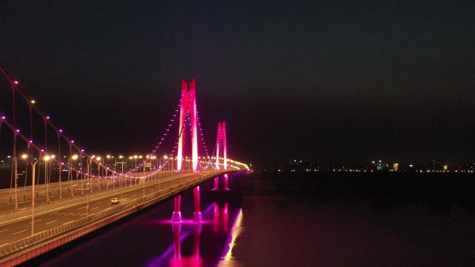济南黄河凤凰大桥夜色4K视频