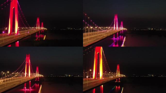 济南黄河凤凰大桥夜色4K视频