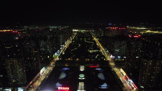 洛阳开元湖正大国际广场夜景航拍 (3)
