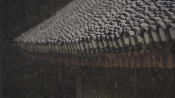 下雨屋檐雨滴瓦房春雨小雨春风古建筑意境风