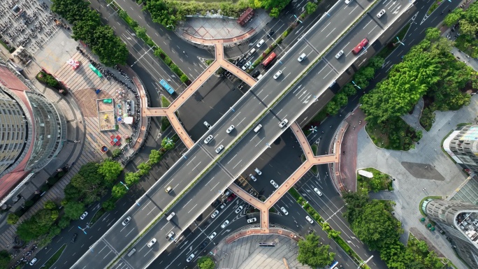 航拍城市道路车流