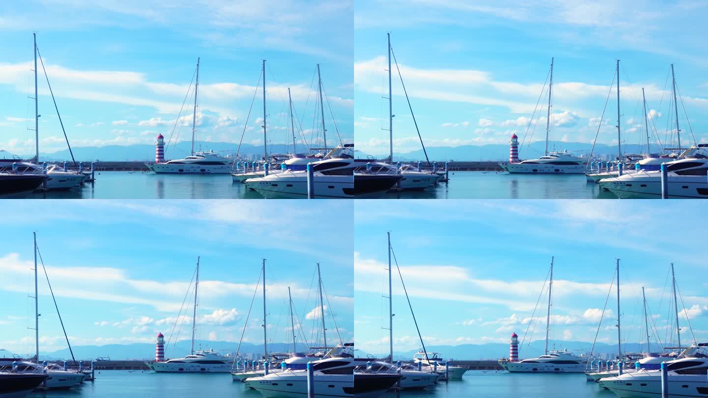 厦门国际游艇汇五缘湾码头游艇帆船延时拍摄