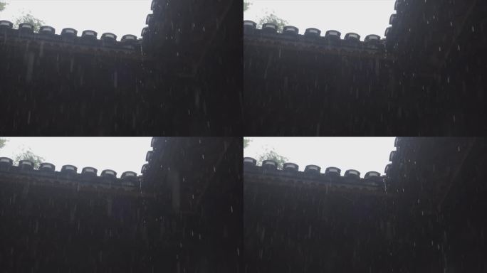 下雨屋檐雨滴瓦房春雨小雨春风古建筑意境风