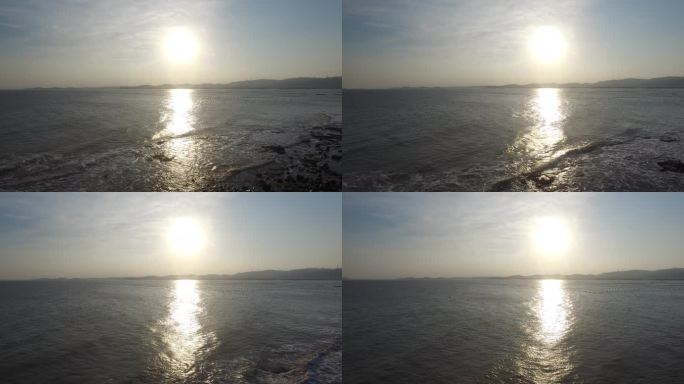 航拍 海面 海浪拍打