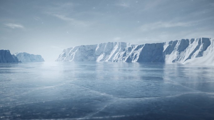 写实冰川场景 三维冰山雪山雪海冰面 裂缝